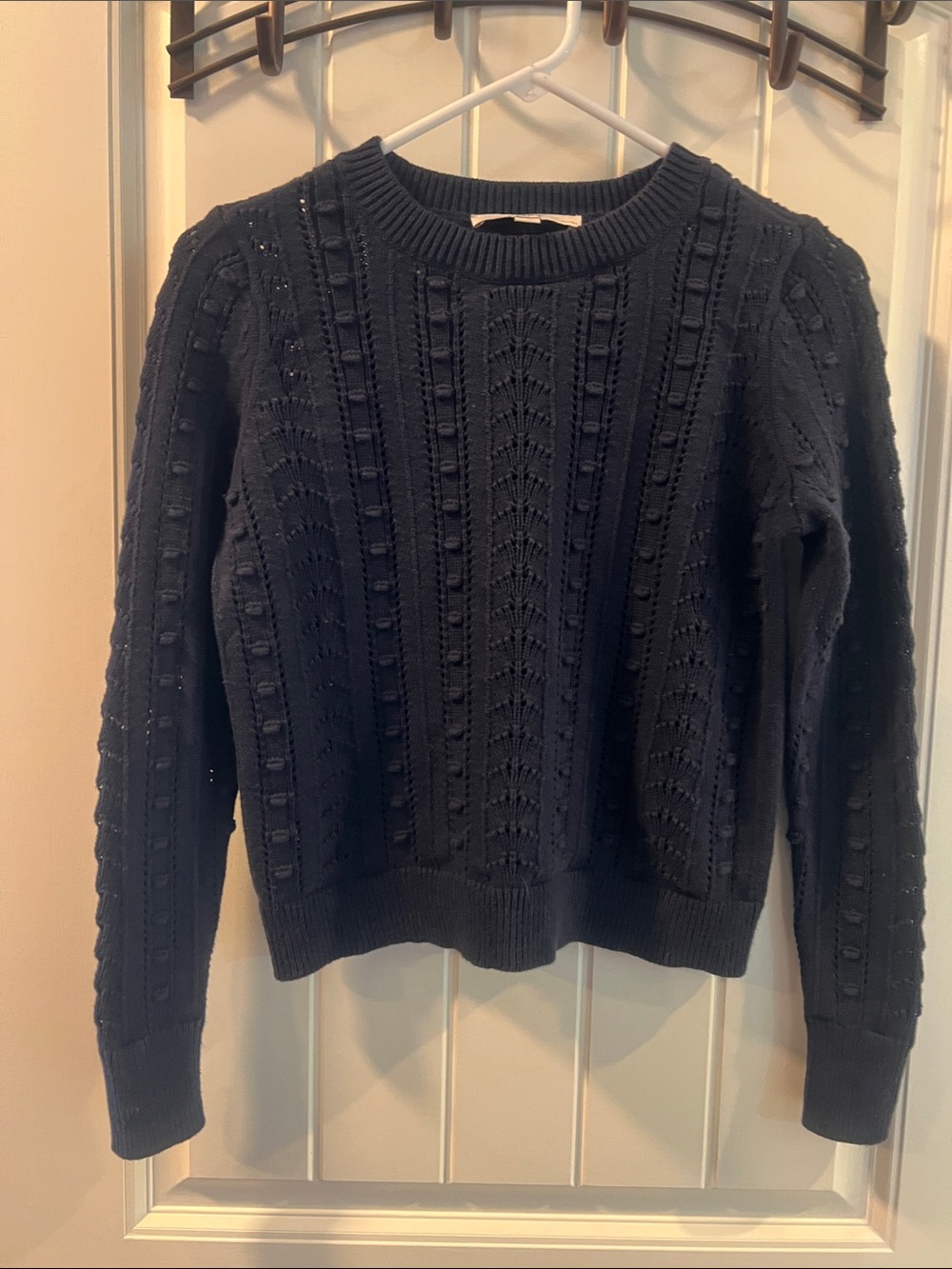 Navy Textured Cable Knit Sweater